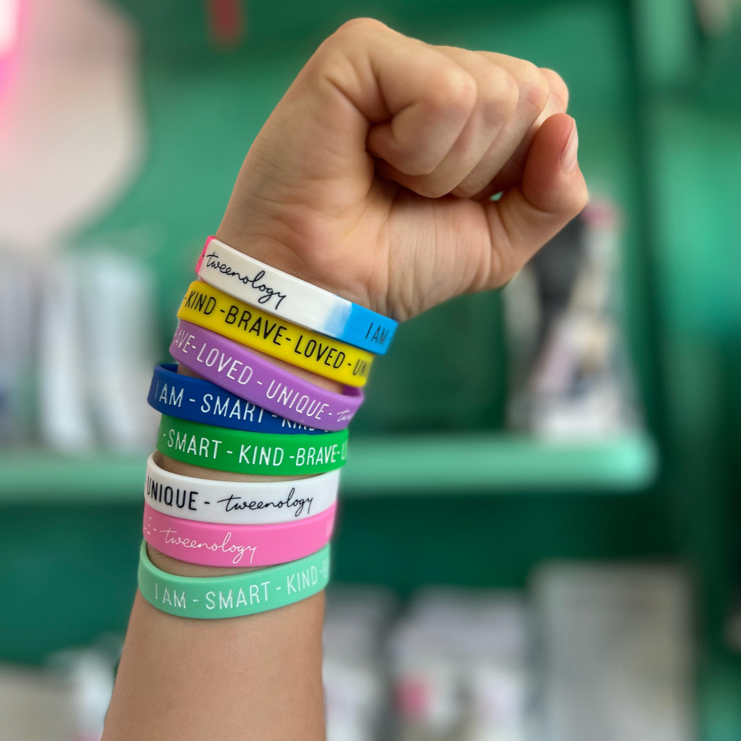 Tweenology silicone affirmation bracelet for tweens — positive mindset bracelet for tween girls, made in South Africa